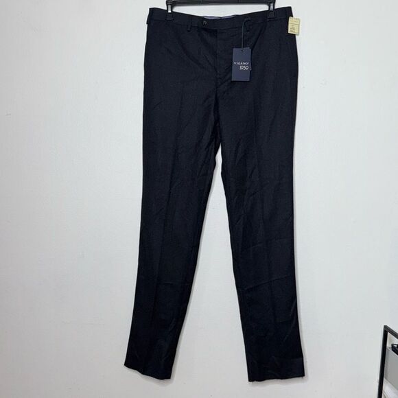 Vigano 1959 Dress Pants Mens 38 Unhemmed Dark Gray 100% Wool - Picture 2 of 10